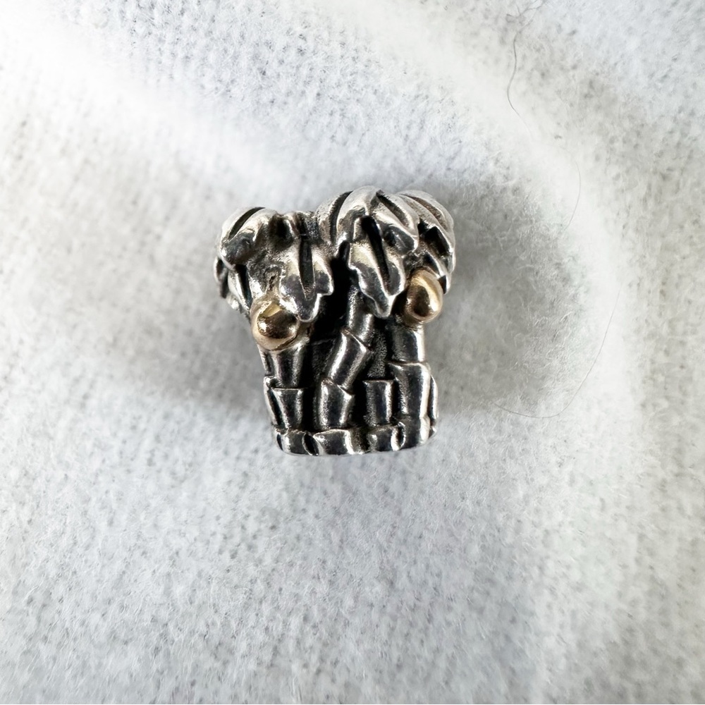 Authentic PANDORA Sterling Silver  Palm Tree with 14K Gold Coconut Charm #790521
